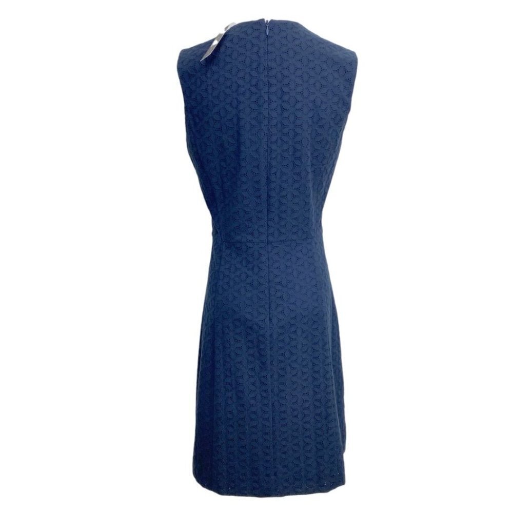 NWT THEORY NAVY FRANITA ORO EYELET SLEEVELESS SHEATH DRESS - 4 - Picture 4 of 10